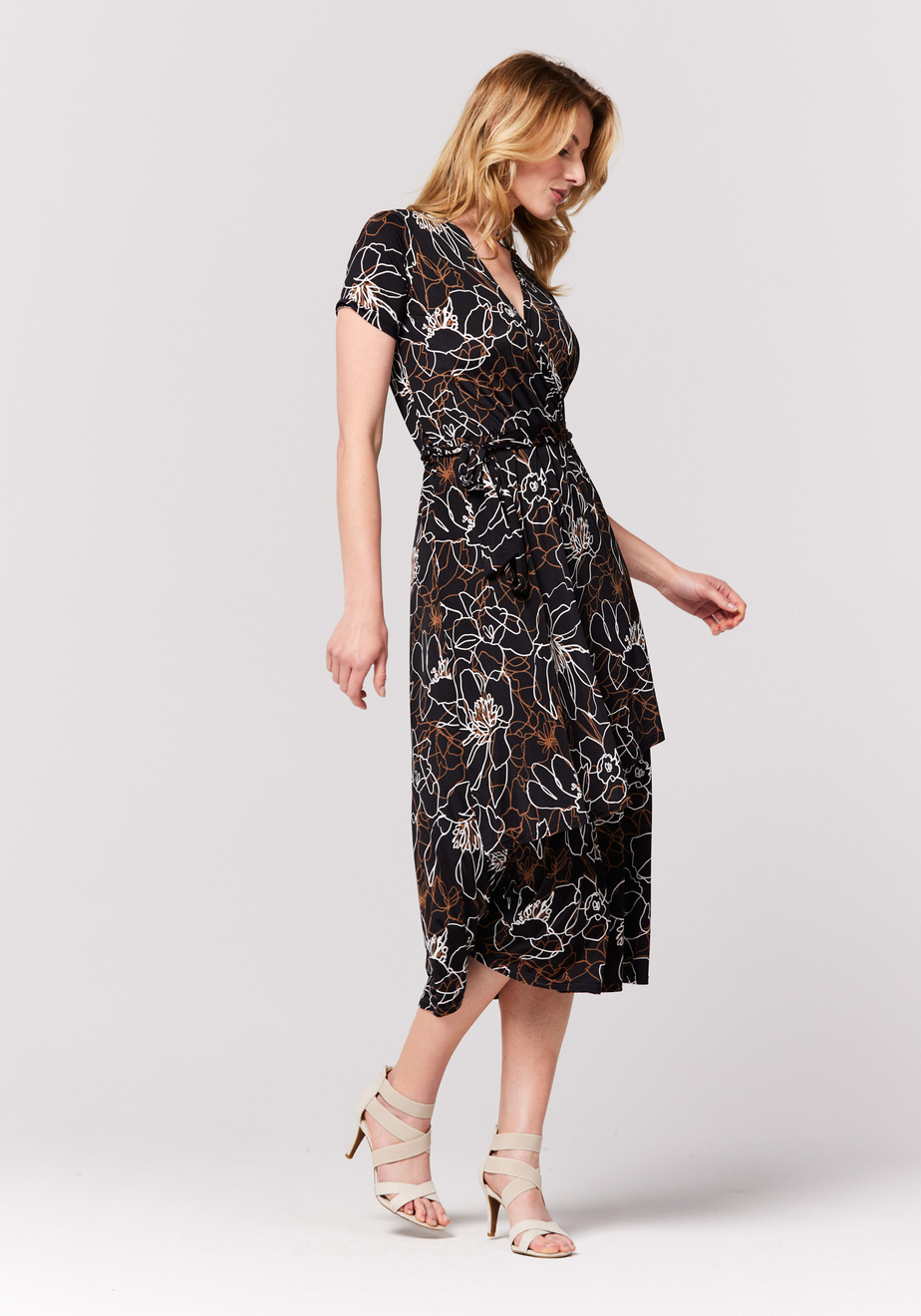 Midi sukienka zakładana z dekoltem V 1470