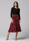 Midi spódnica w czerwone kwiaty 2024
