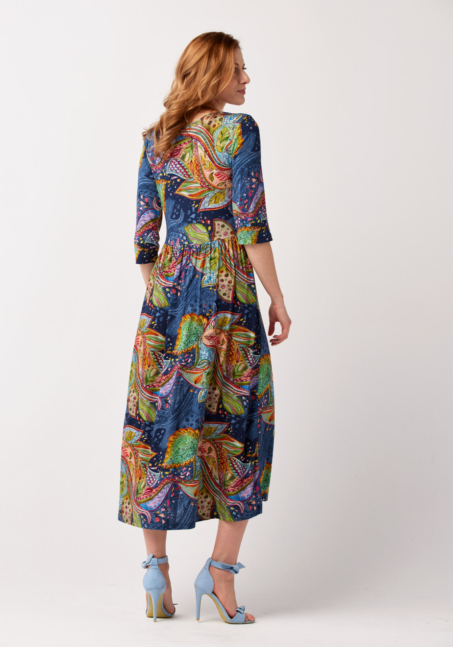 Wielokolorowa długa sukienka 1529