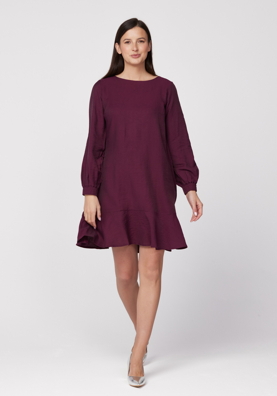 Bordowa prosta sukienka 1606