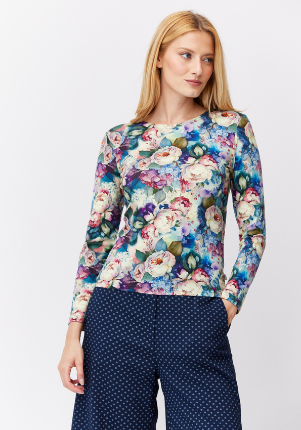 Dopasowana bluzka w kwiaty 3460