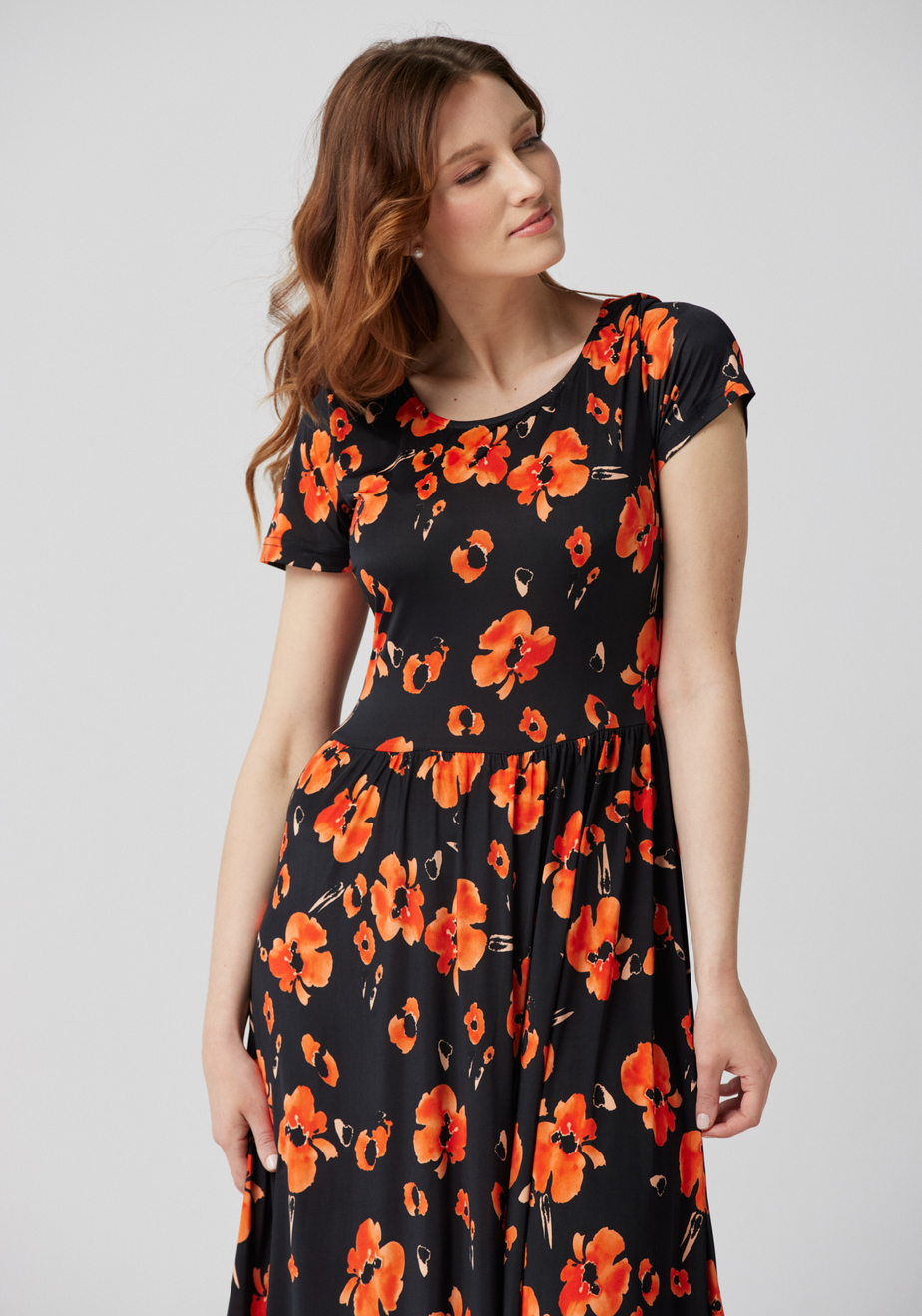 Długa sukienka w czerwone maki 1587