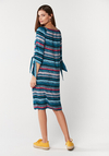 Turkusowa sukienka w paski 1612