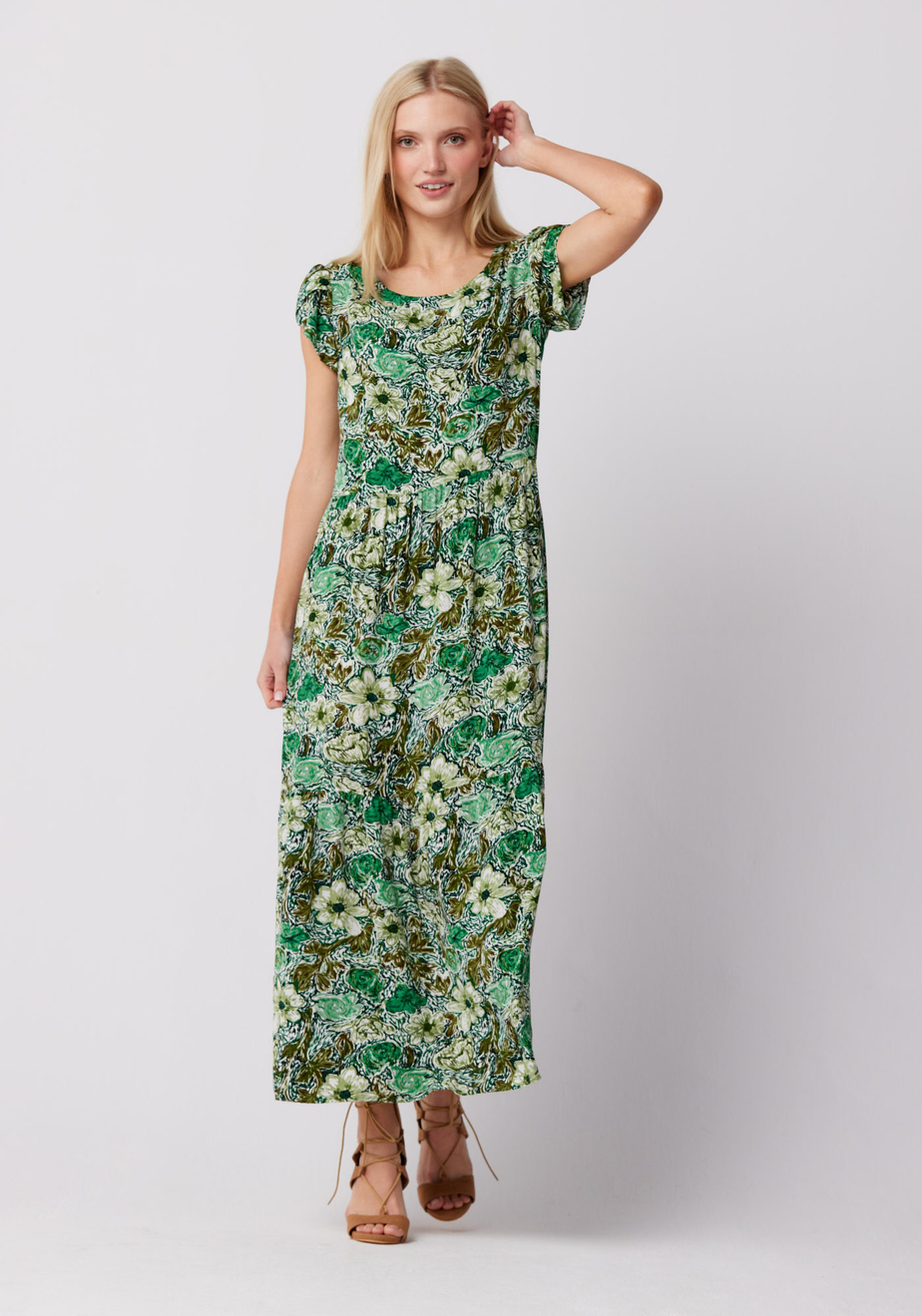 Sukienka w zielone kwiaty 1009