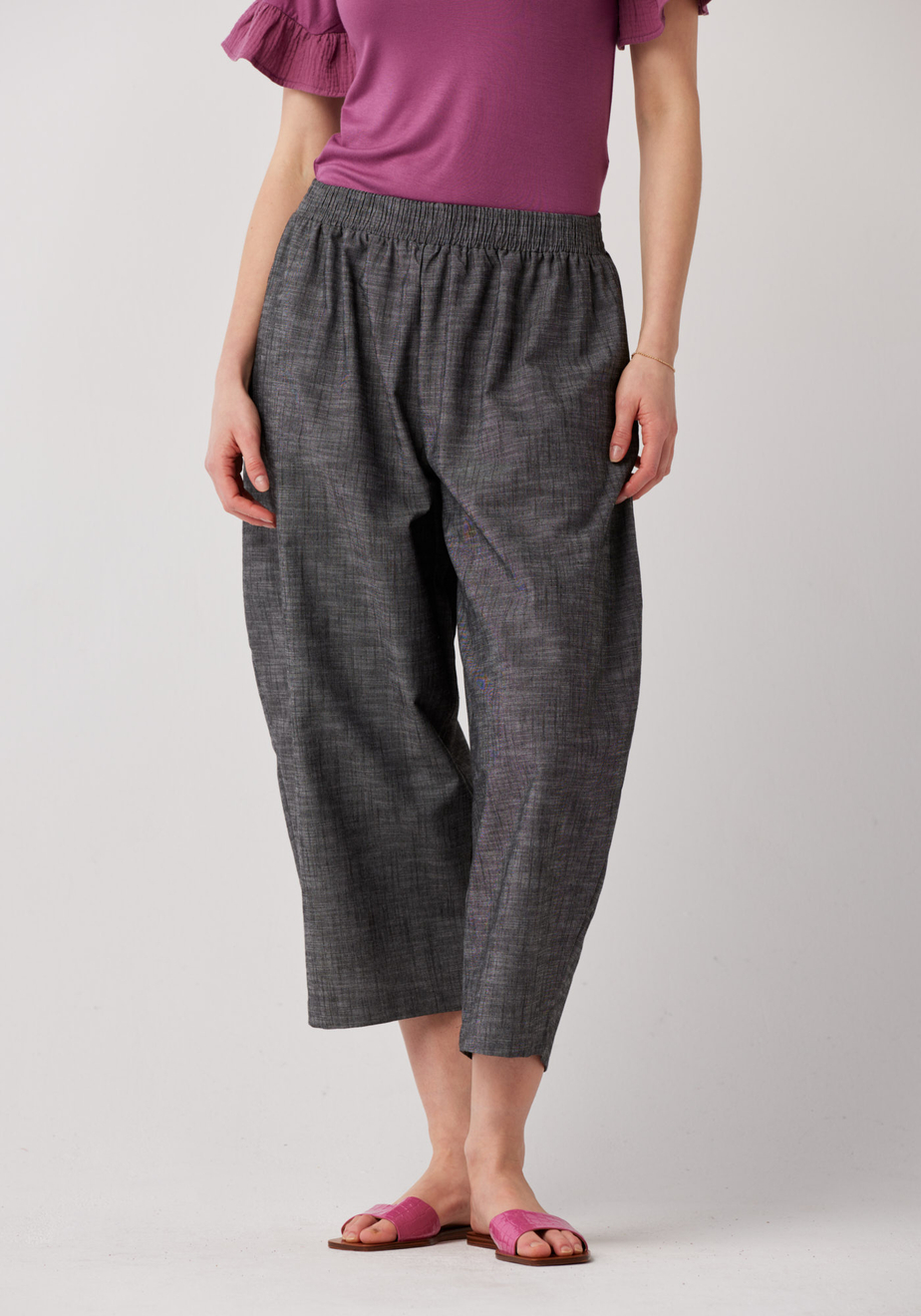 Bawełniane szerokie spodnie 3/4 5186