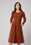 Brązowa sukienka ze srebrną nitką 1814