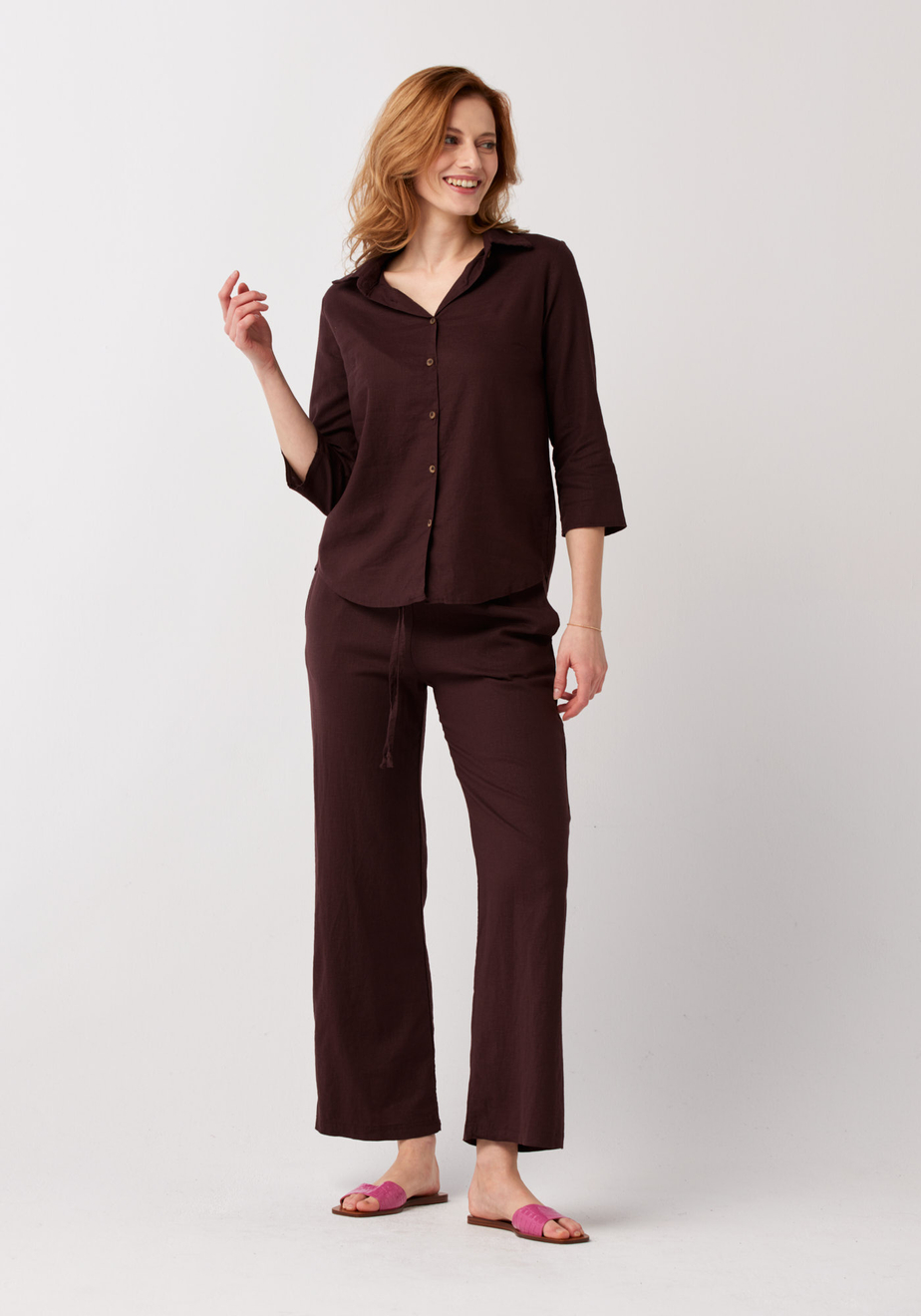 Czekoladowe spodnie z prostymi nogawkami 5096