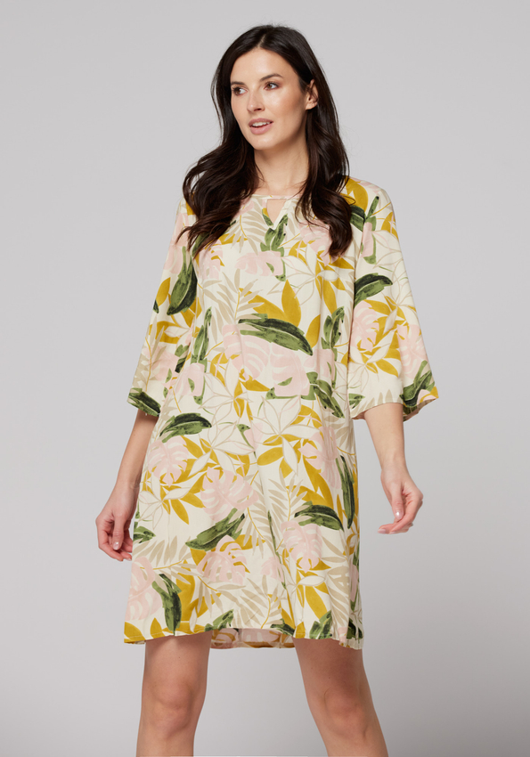 Letnia sukienka w pastelowe liście 1010