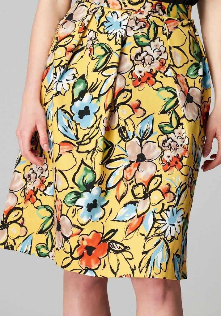 Żółta spódnica w kwiaty 2043