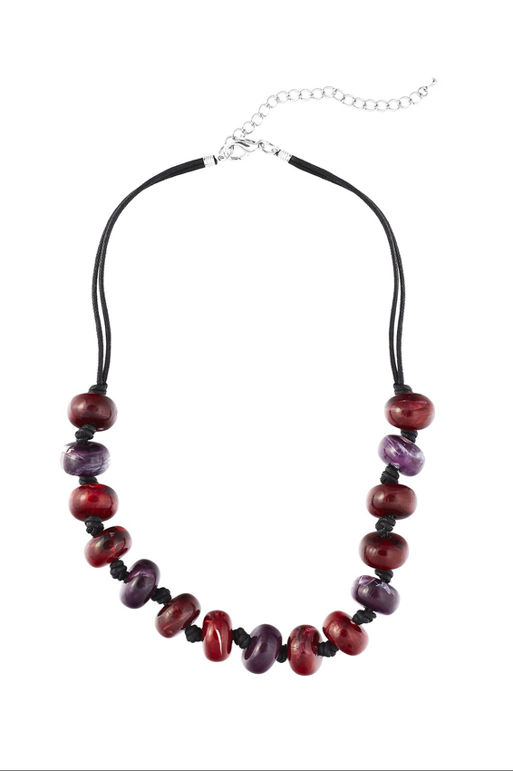 Naszyjnik z bordowymi i fioletowymi koralami 0309
