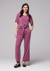 Wiskozowo-lniane różowe spodnie 5036