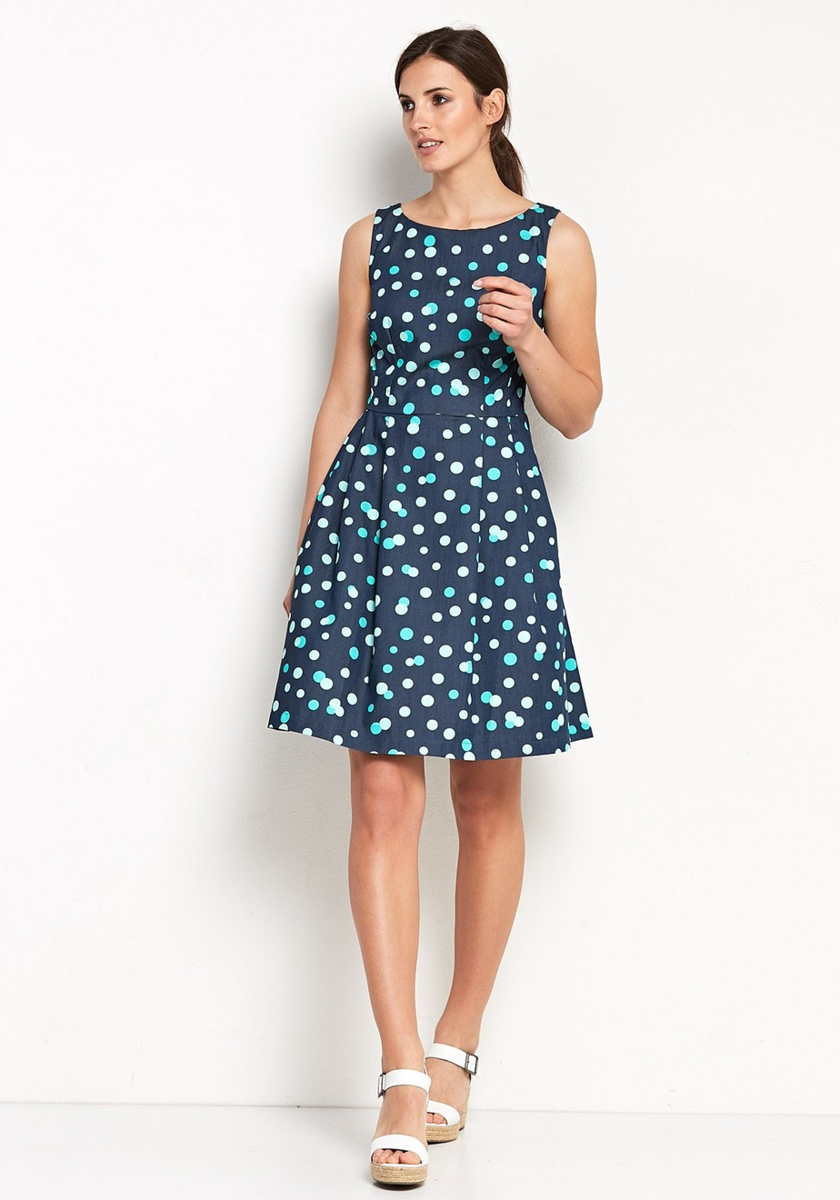 Odcinana Sukienka w zielone groszki 1106