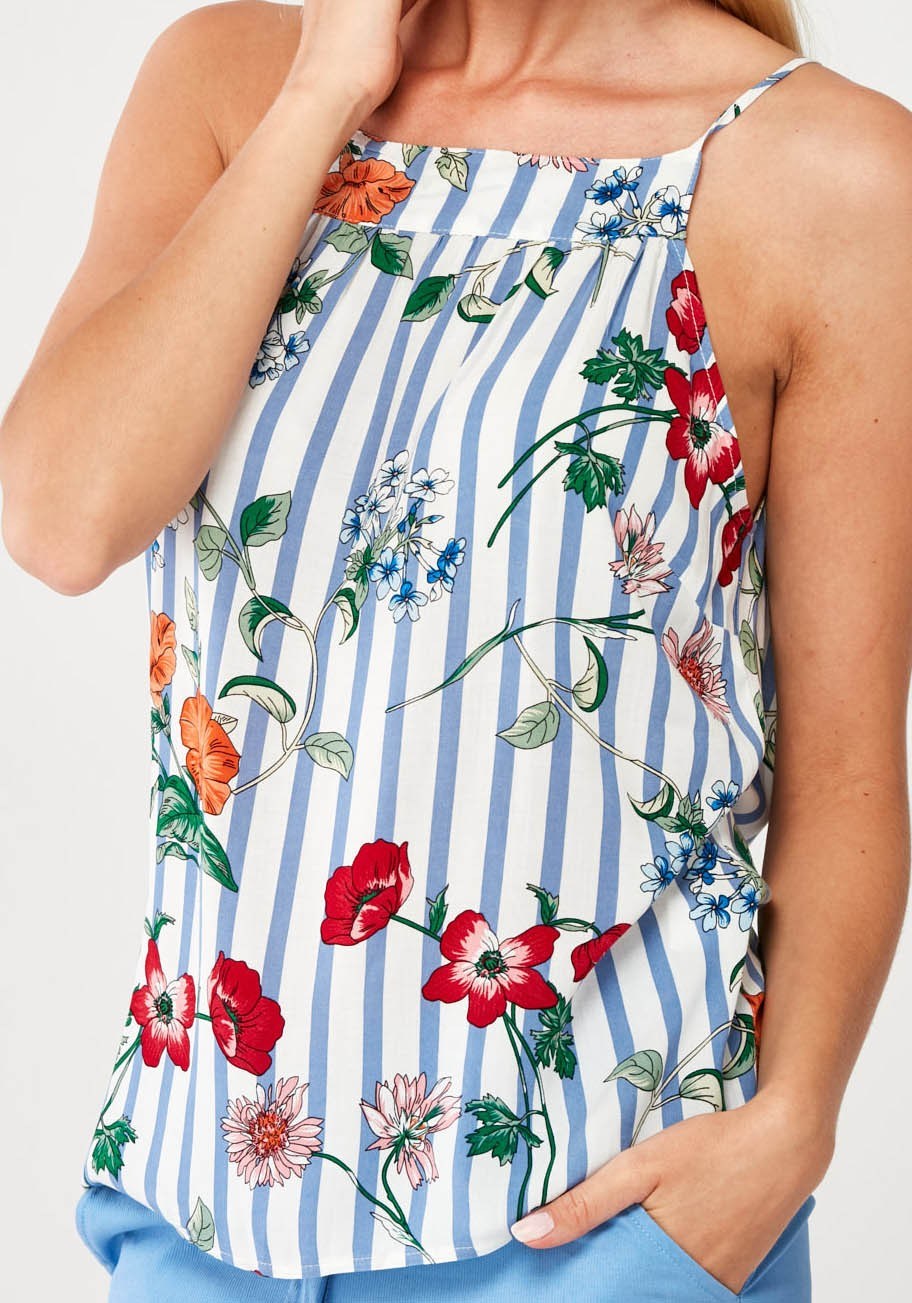 Pasiasta Bluzka na cienkim ramiączkach 3809