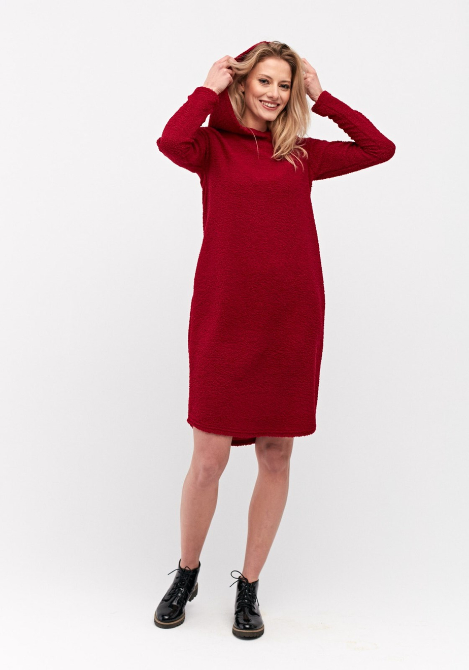 Czerwona futrzana sukienka 1306