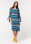 Turkusowa sukienka w paski 1612