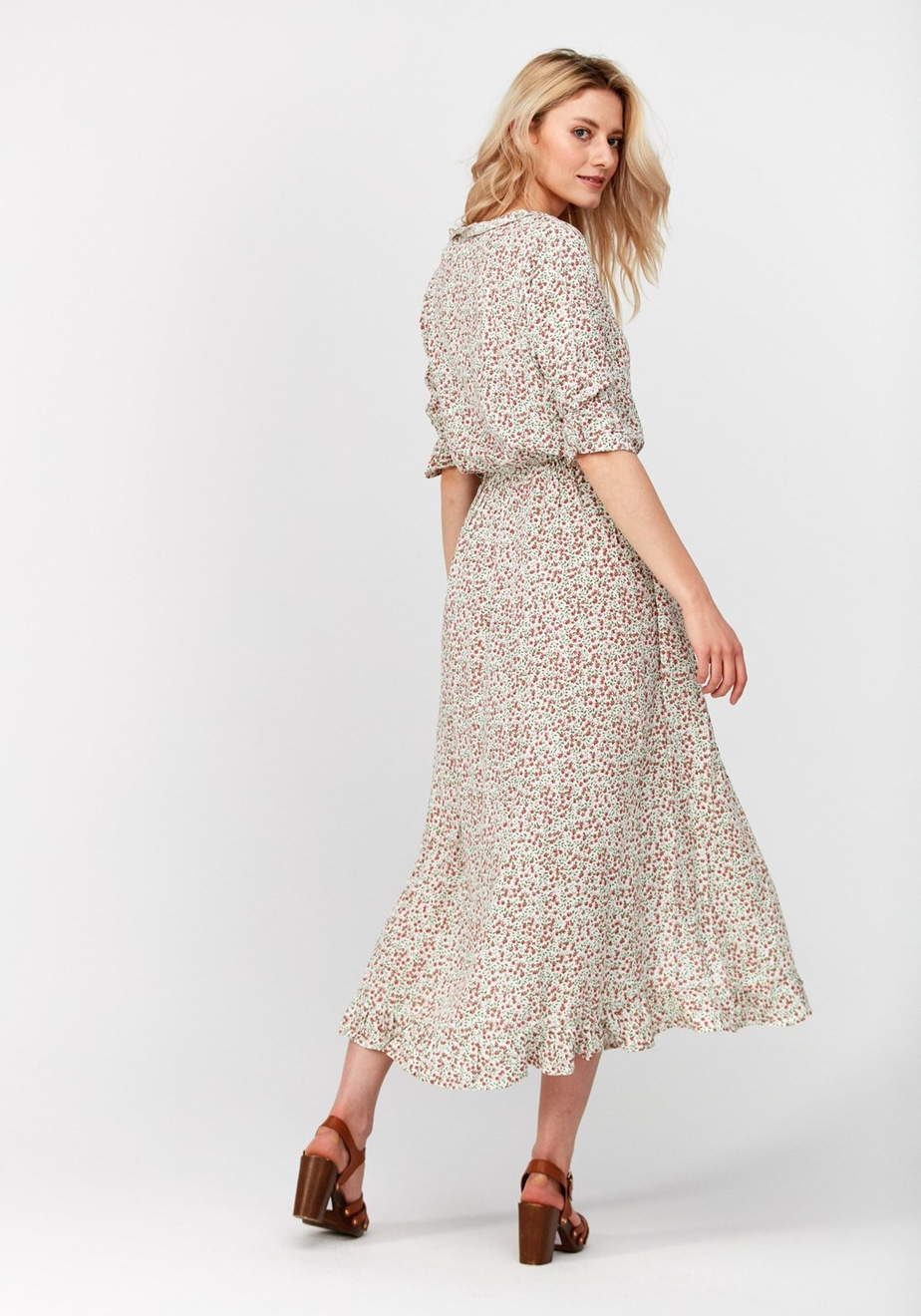 Zwiewna jasna sukienka midi 1049