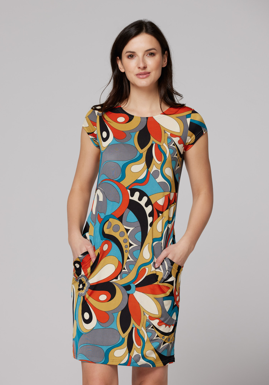 Kolorowa dopasowana sukienka na lato 1407