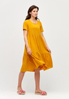 Musztardowa luźna sukienka 1242