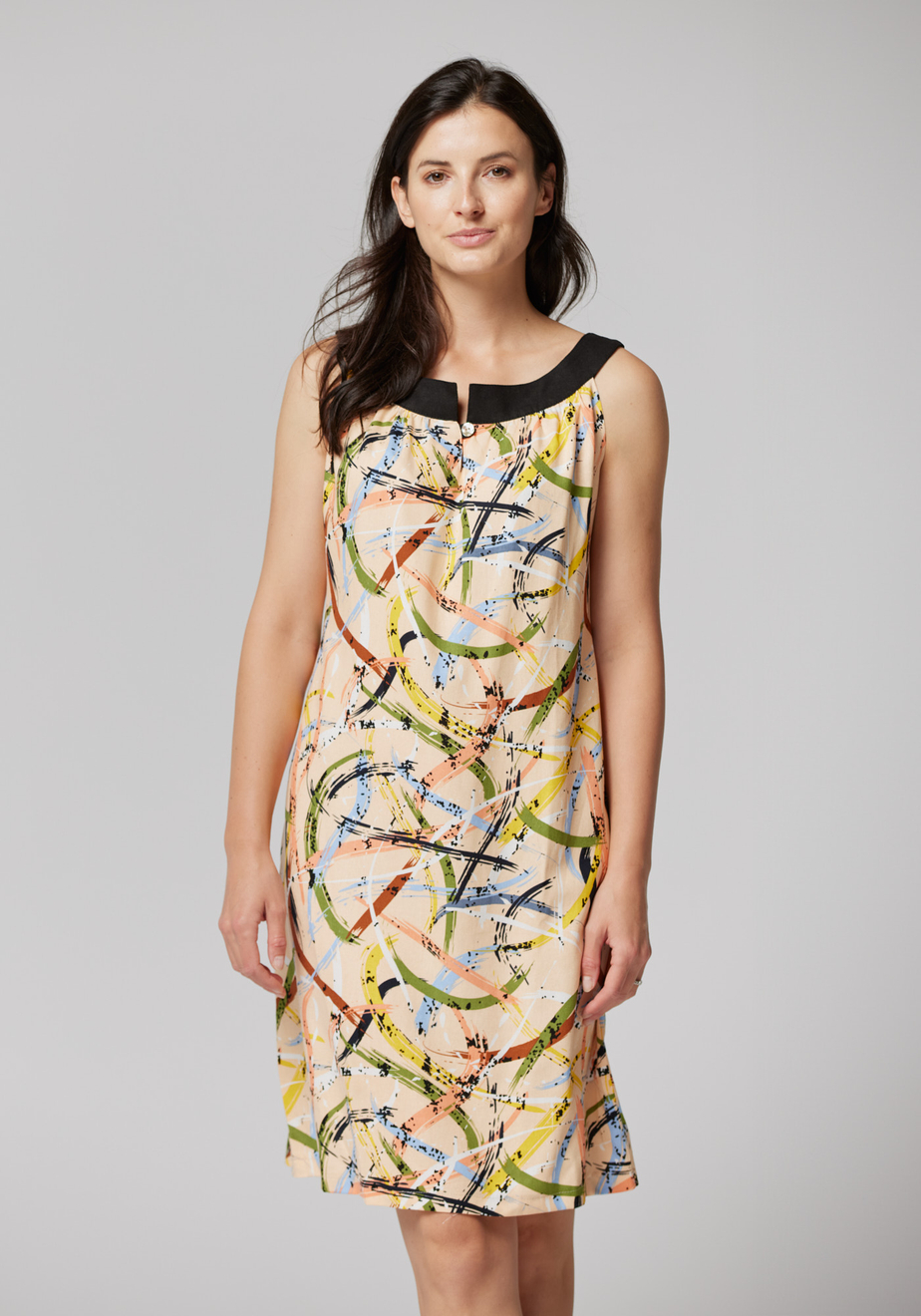 Morelowa sukienka w kolorowe wzory 1325