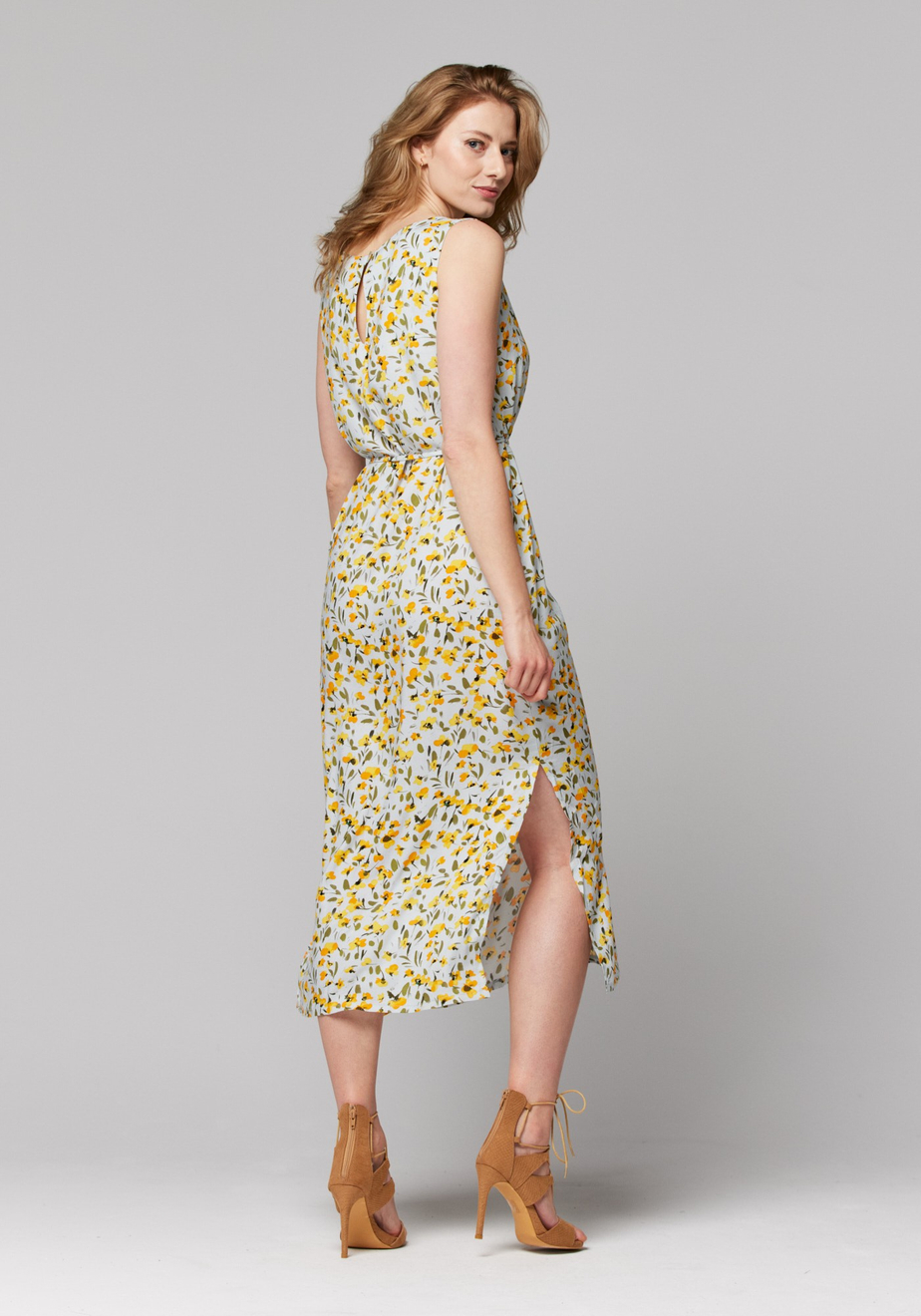 Midi, prosta sukienka z wiązaniem 1121