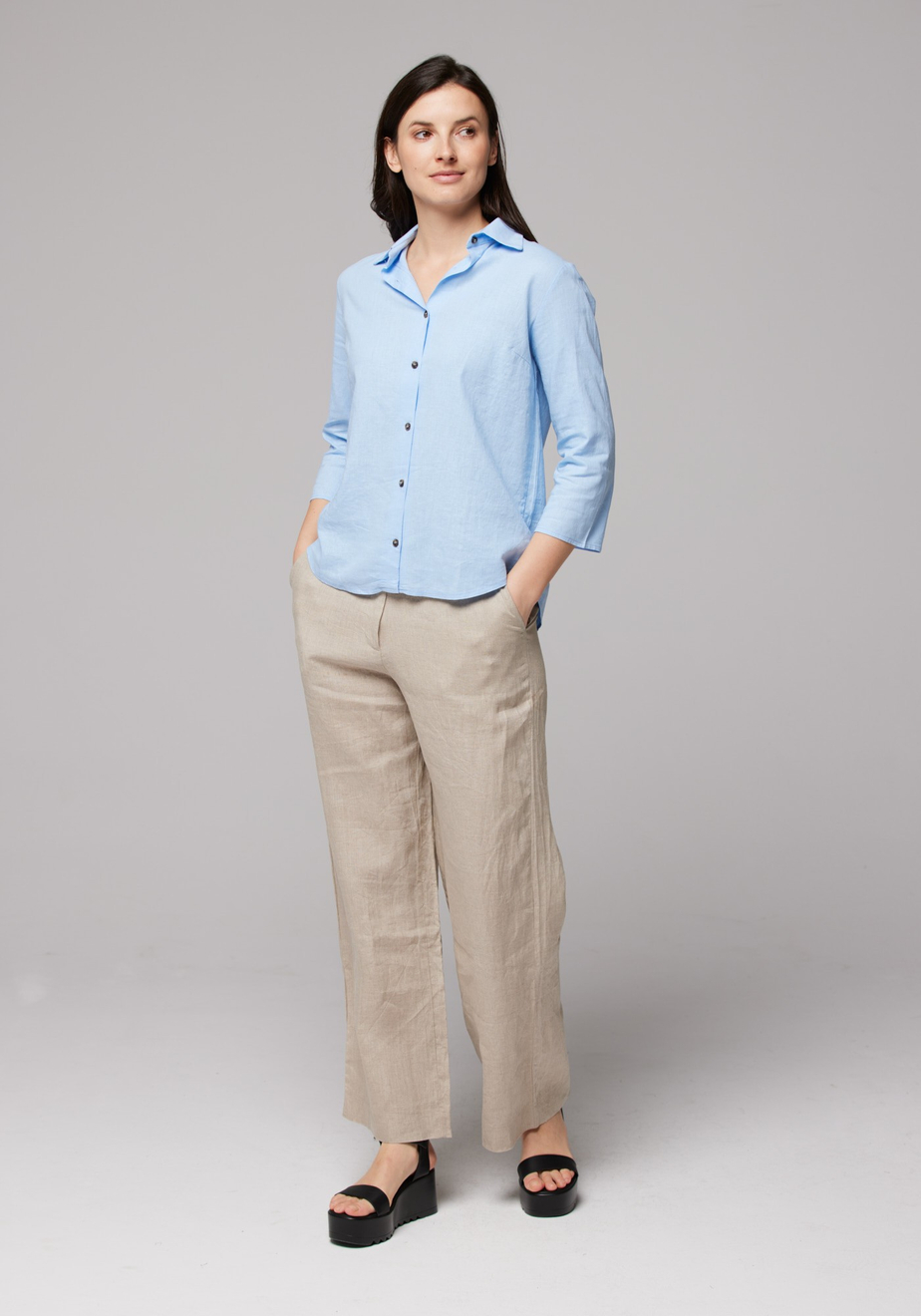 Błękitna lniana letnia koszula 3332