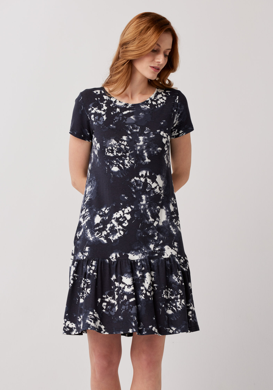 Trapezowa ciemna sukienka 1521