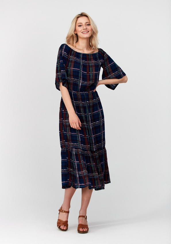 Sukienka w kolorową kratę 1042