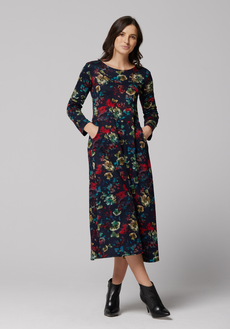 Midi sukienka w kolorowy wzór 1842