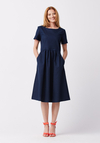 Rozkloszowana granatowa sukienka 1354