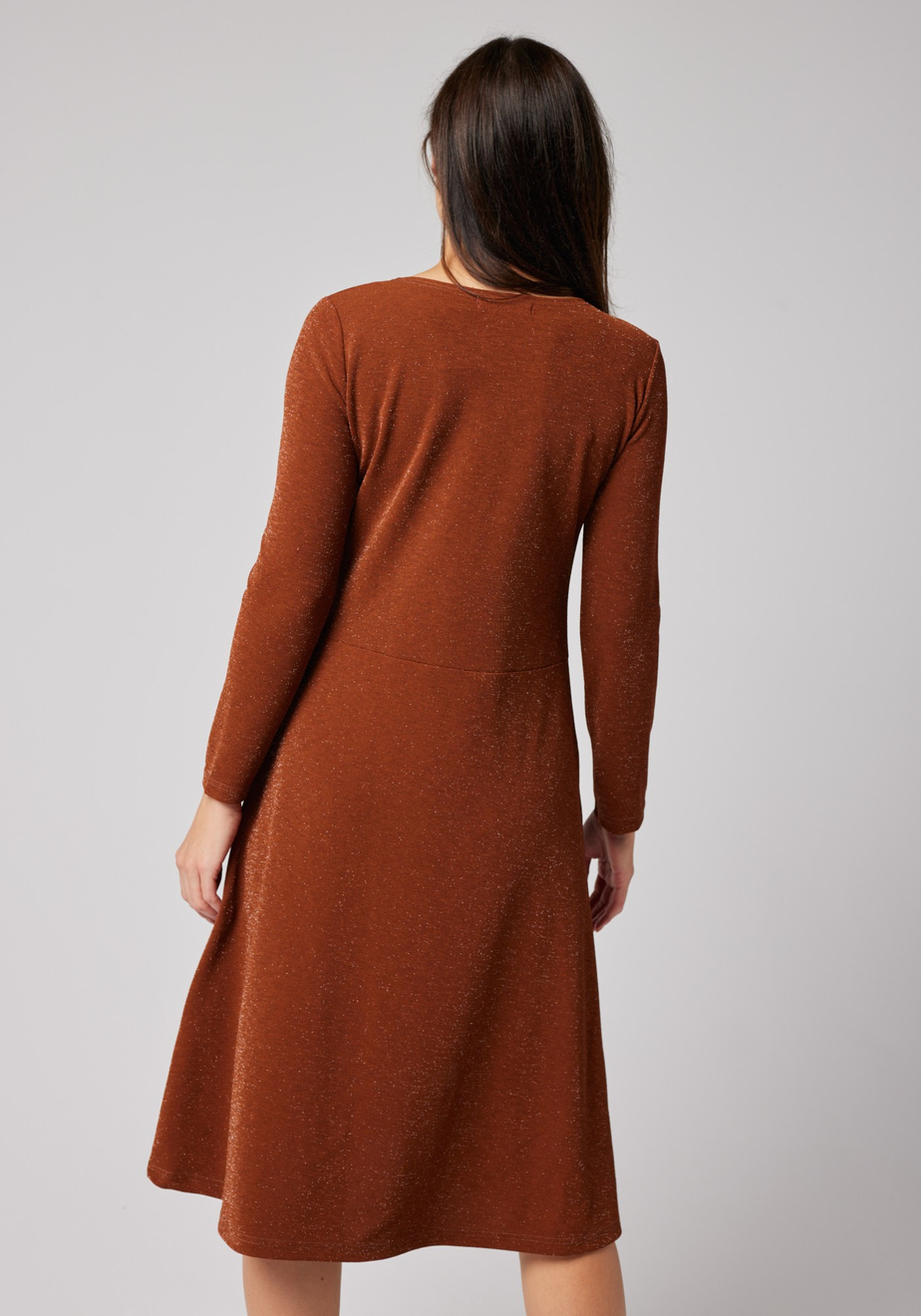 Brązowa sukienka ze srebrną nitką 1814