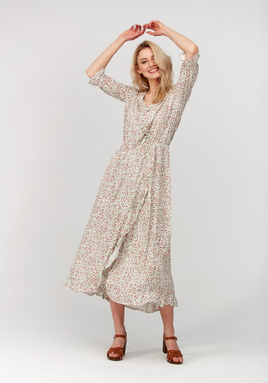 Zwiewna jasna sukienka midi 1049