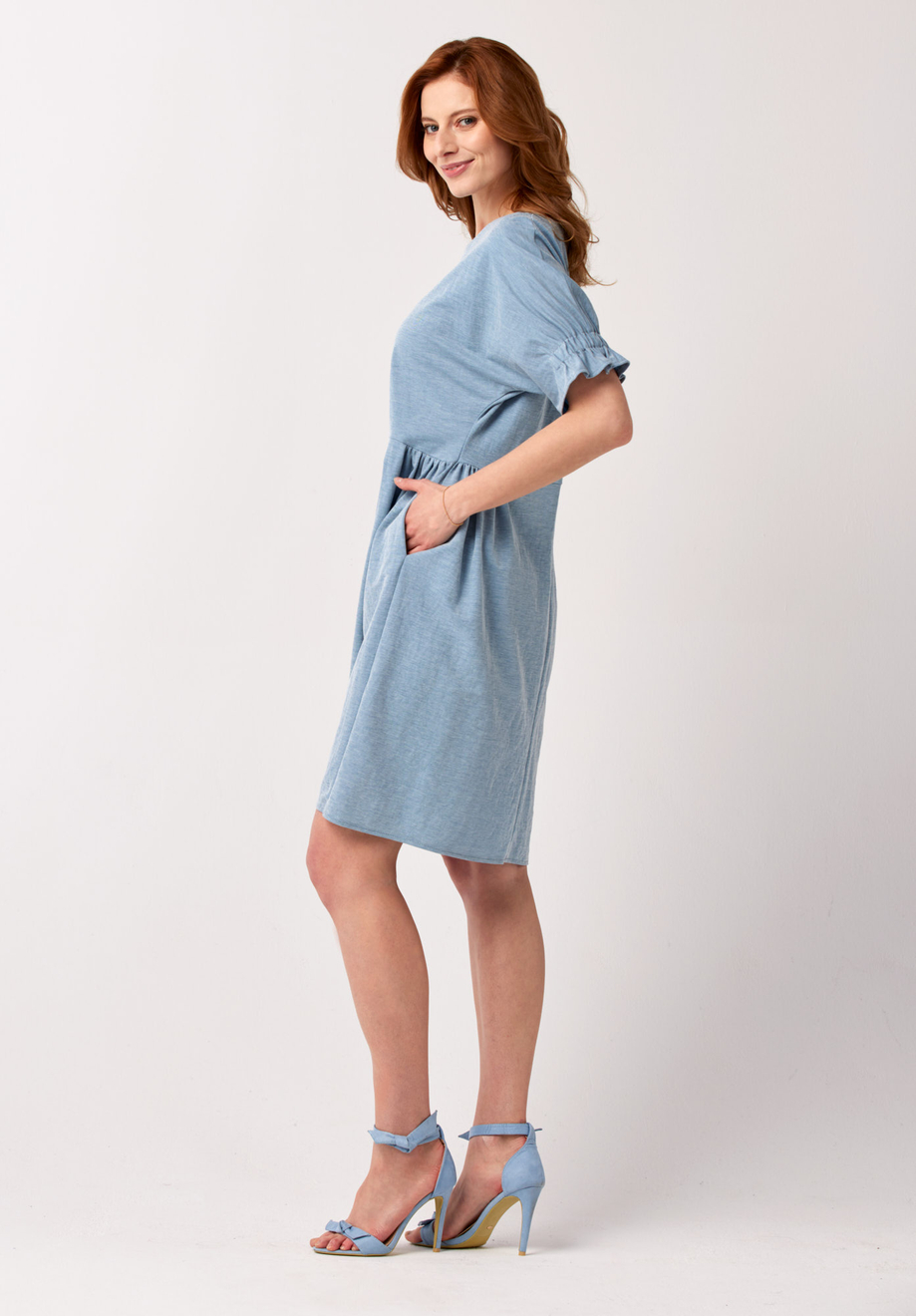 Błękitna prosta sukienka 1197