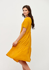 Musztardowa luźna sukienka 1242