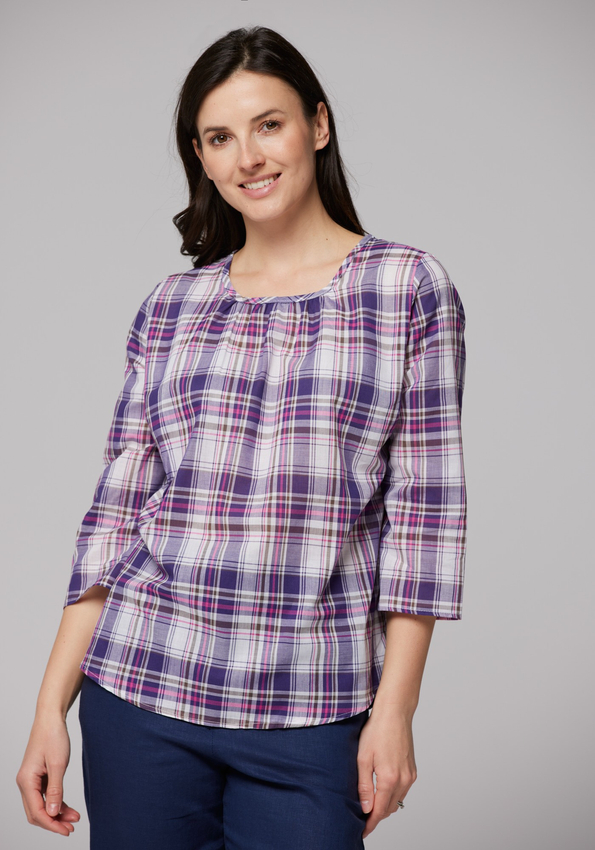 Bawełniana bluzka w kratę 3028