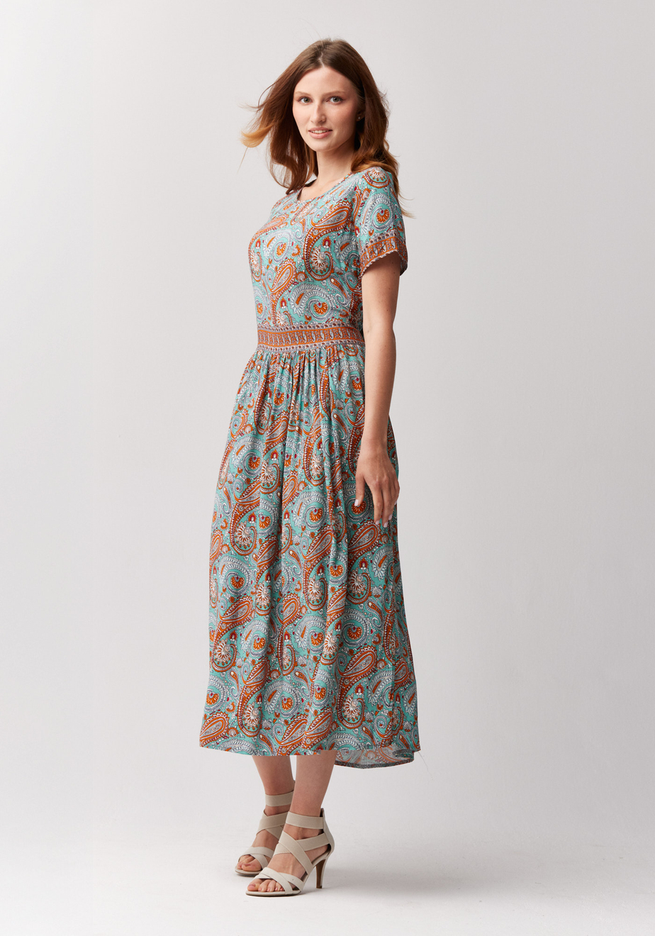 Miętowa sukienka paisley 1036