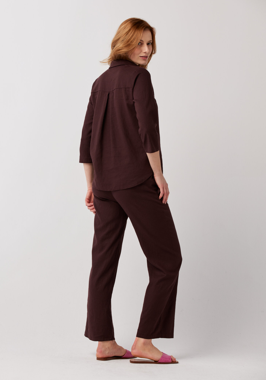 Czekoladowe spodnie z prostymi nogawkami 5096