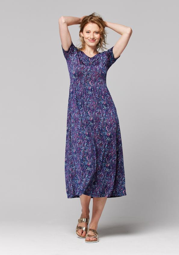 Granatowa sukienka paisley 1579