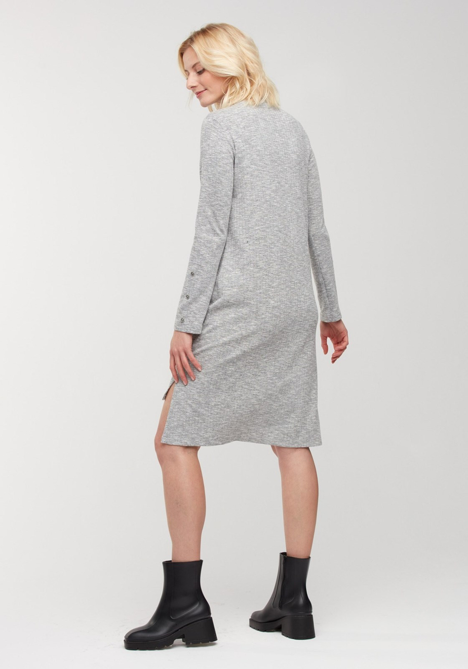 Szara prążkowana sukienka 1981