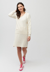 Kremowa sukienka z kapturem 1503