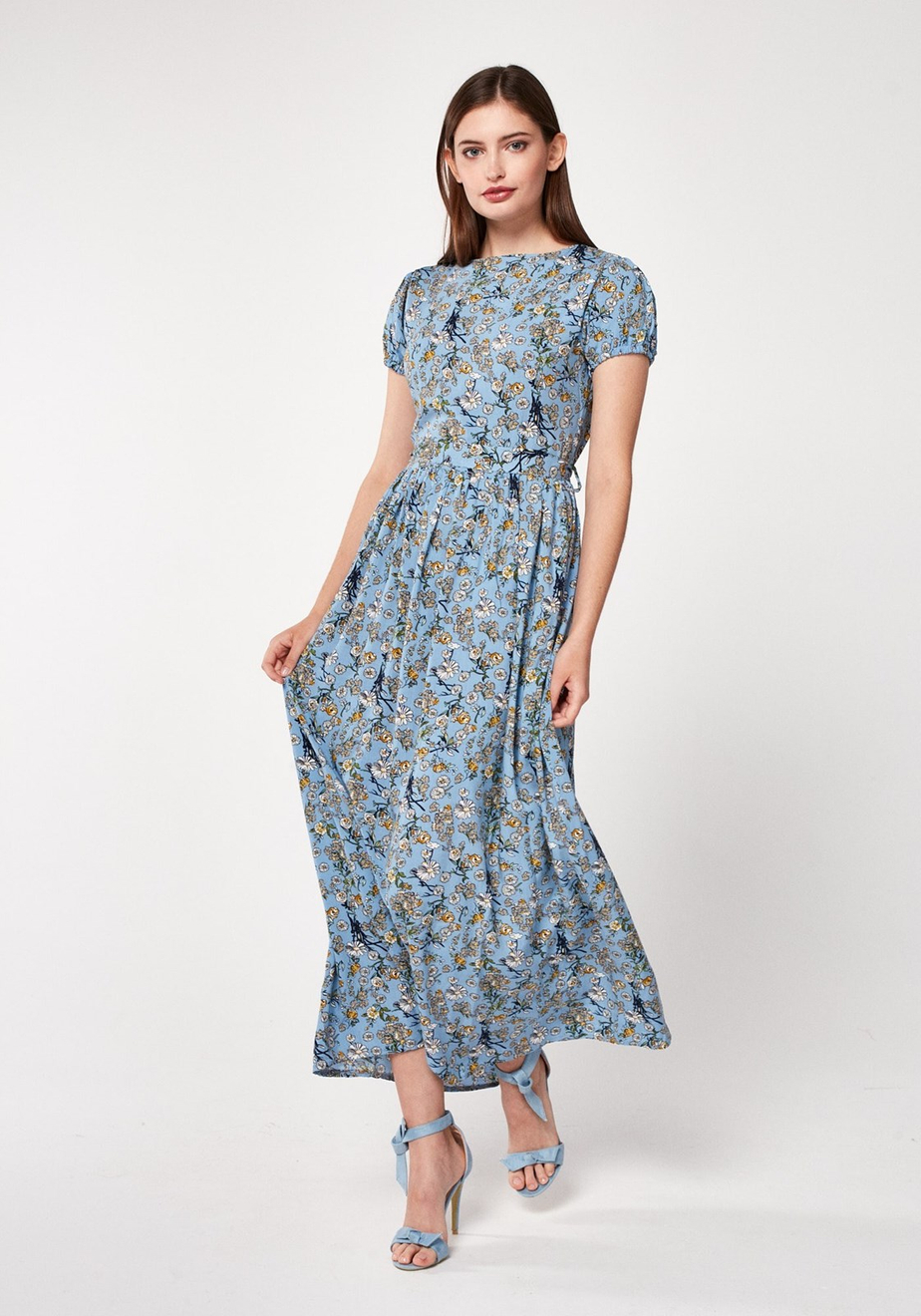 Błękitna długa sukienka 1639