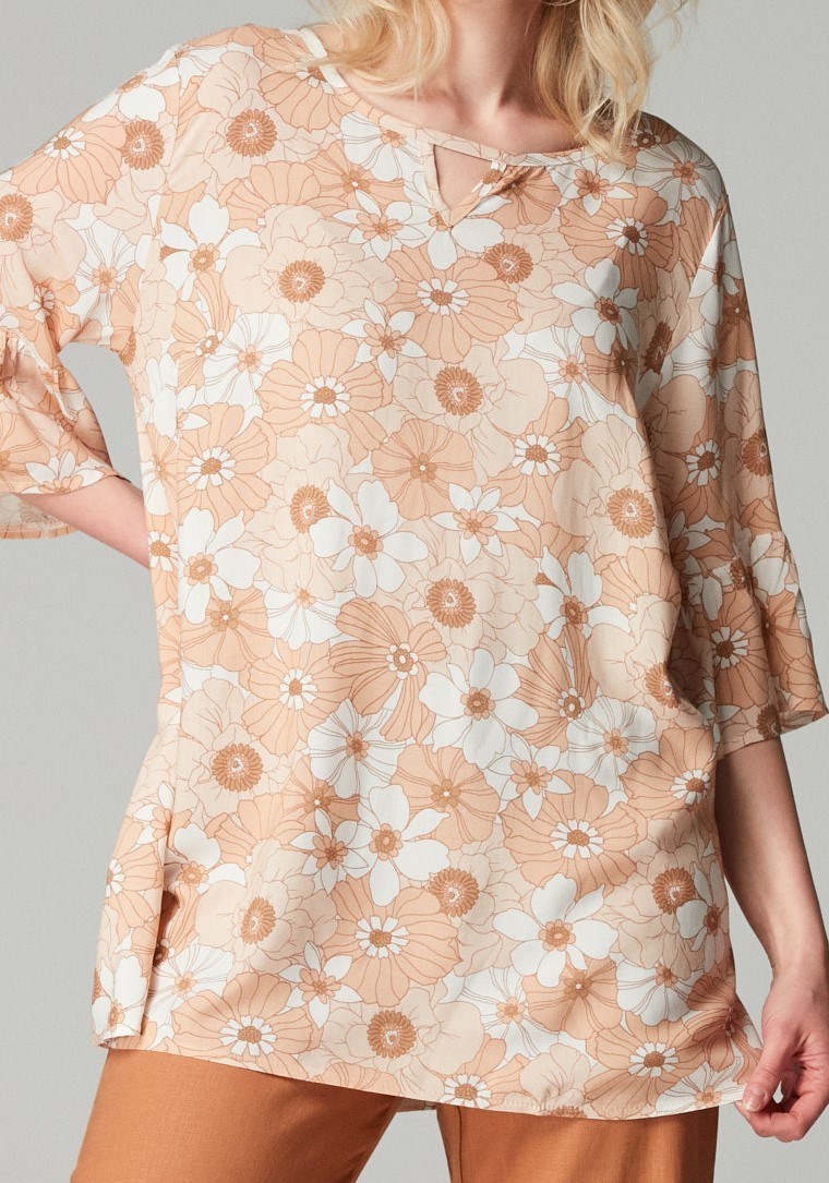 Tunika w beżowe kwiaty 3208