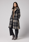 Szaro-beżowy płaszcz w kratkę 4808