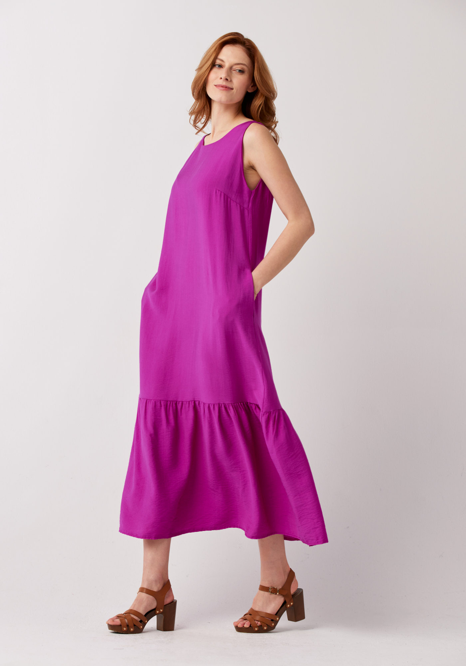 Długa różowa sukienka bez rękawów 1225