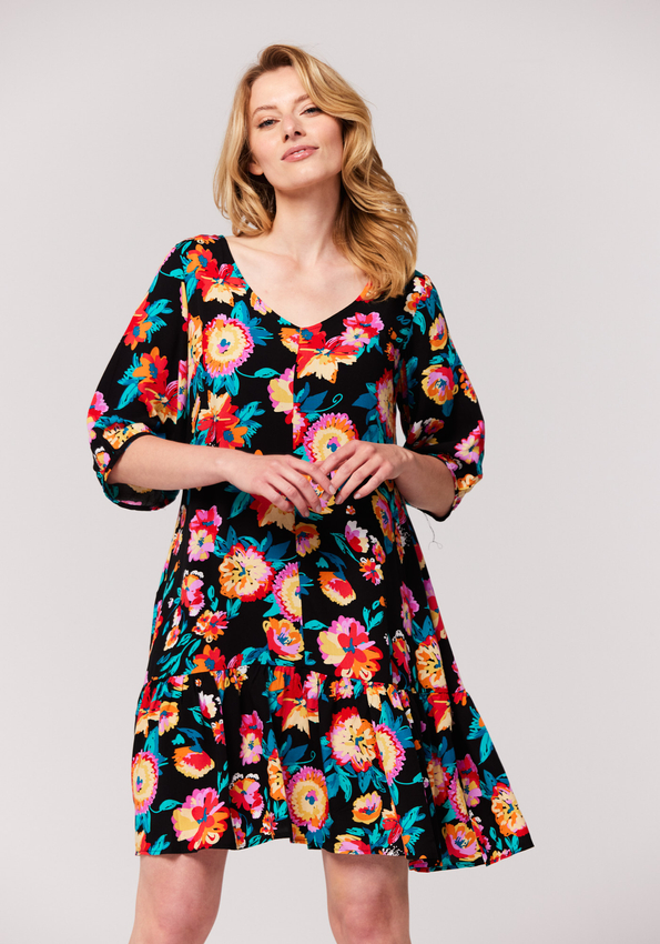 Sukienka w kolorowe kwiaty 1038