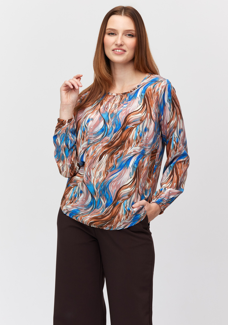 Bluzka w niebiesko-brązowe fale 3476