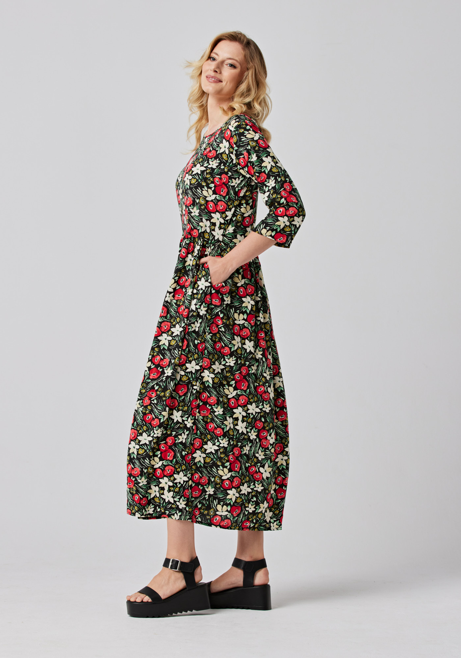 Swobodna sukienka w maki 1034