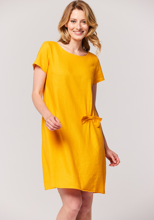 Żółta lniana sukienka 1361