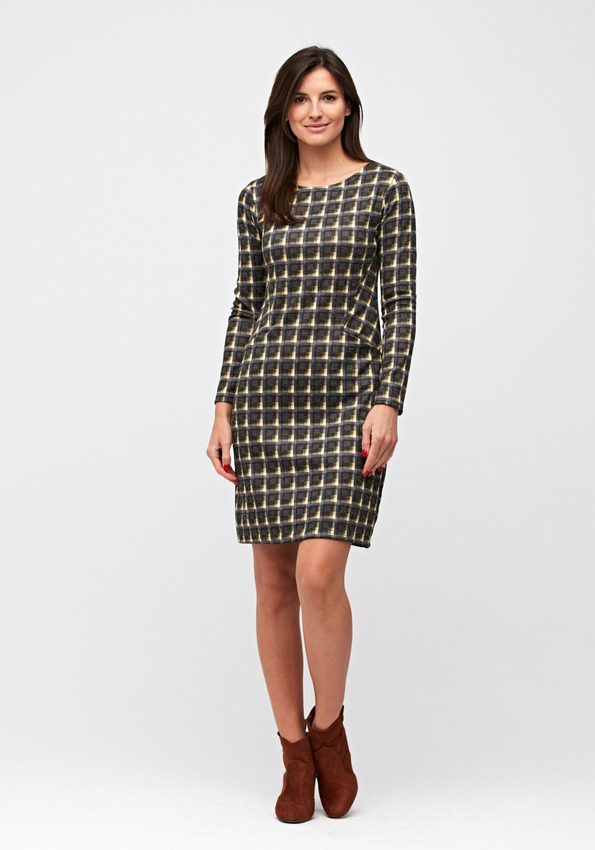 Sukienka w żółtą kratkę 1885