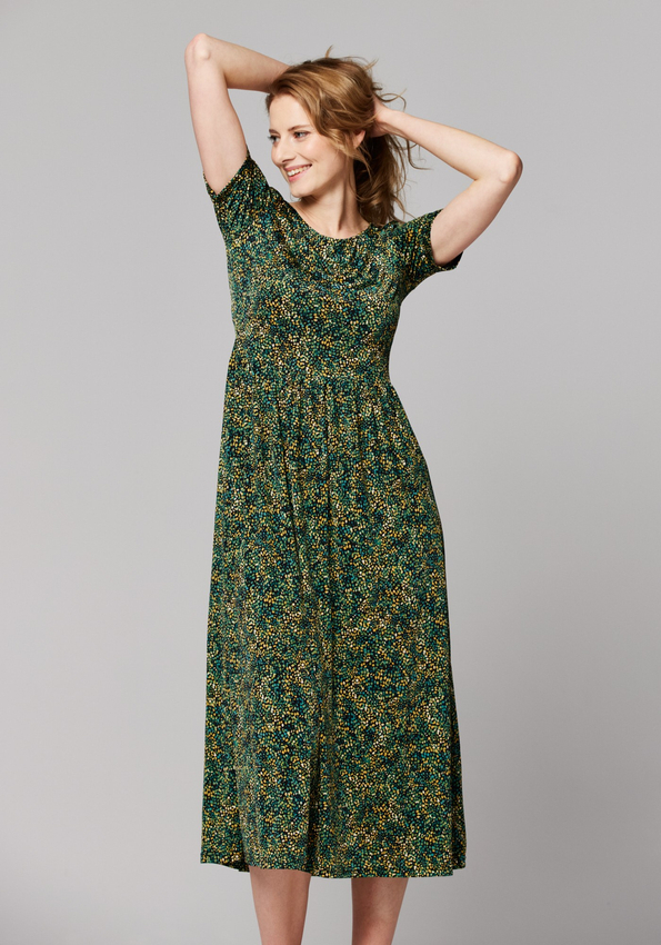 Zielono-żółta sukienka midi 1538