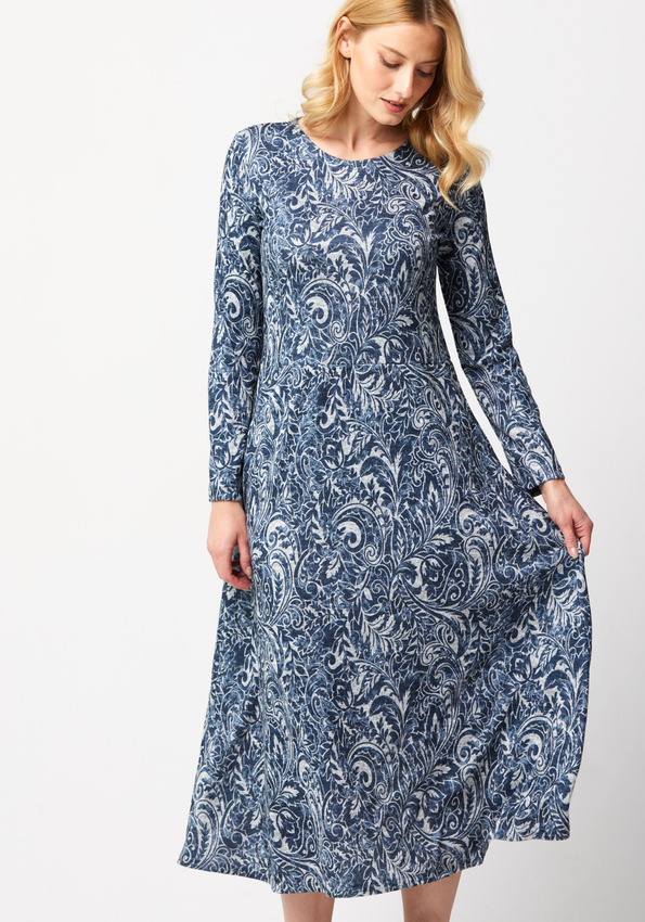 Midi granatowo-szara sukienka 1830